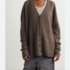 Reformation oatmeal Brown Cable Knit giusta Sweater size small